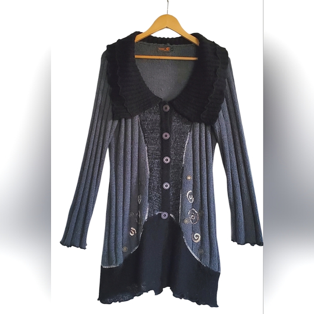 Tivoli Long Sleeve Cardigan Black/Gray Size M